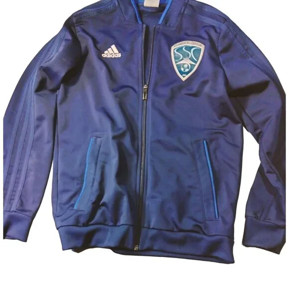 Adidas Steamboat Soccer Club Jacket Zipper Colorado Blue White Number 10 Medium - Picture 9 of 9